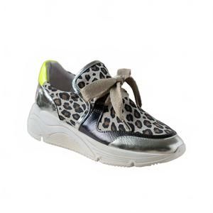 NEW VADDIA women's bikini sneaker in taupe leopard/lime